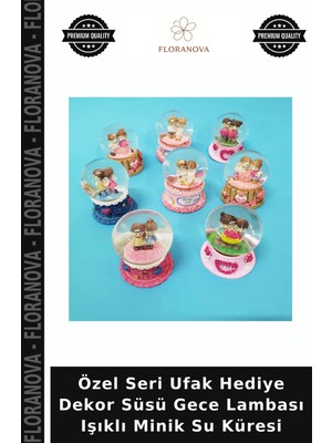 Floranova Özel Seri Ufak Hediye Dekor Süsü Gece Lambası Işıklı Minik Su Küresi
