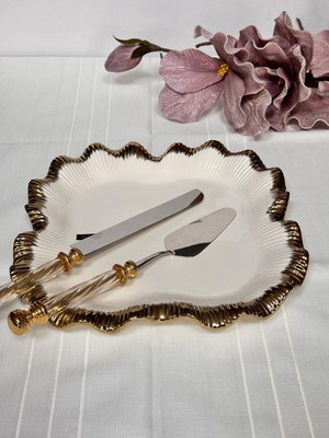 Meri Home Kare Sunum Tabağı Sofya Stoneware Gold Kenarlı – 32 x 32 cm