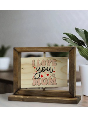 Bk Gift Anneler Günü Tasarımlı Doğal Ahşap Dönen Fotoğraf Çerçevesi, Anneler Günü Hediyeleri, Ev Dekoru, Masaüstü Dekoru-2