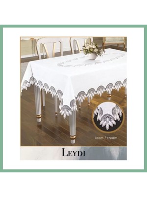 Bşk Virgo Leydi Model Krem 160X260 cm Gardenya Keten Çeyizlik Masa Örtüsü Şık Yemek Masası Dekoru BSK2026