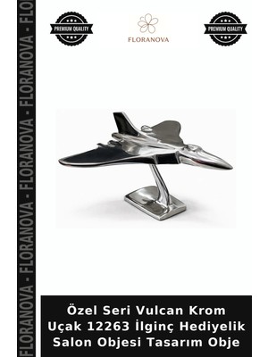 Floranova Özel Seri Vulcan Krom Uçak 12263 Ilginç Hediyelik Salon Objesi Tasarım Obje