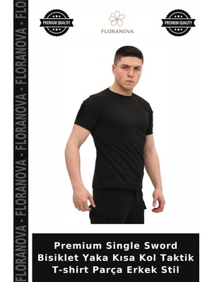 Floranova Premium Single Sword Bisiklet Yaka Kısa Kol Taktik T-Shirt Parça Erkek Stil