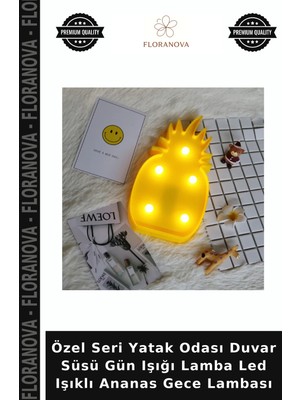 Floranova Özel Seri Yatak Odası Duvar Süsü Gün Işığı Lamba LED Işıklı Ananas Gece Lambası