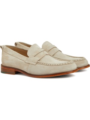 George Hogg Beige Men's Suede Loafers