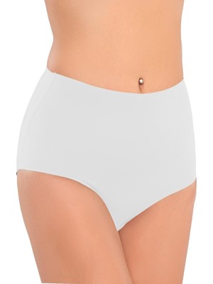 Bemy Store Kadın Korse Külot - Yüksek Bel Yapıştırma Lazer Kesim Slip, Beyaz