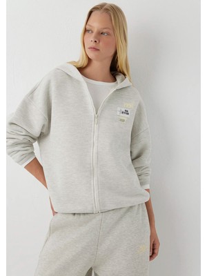 Mavi Kapüşonlu Gri Sweatshirt 1S20005-83096