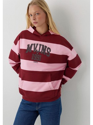 Mavi Mavi Logo Kapüşonlu Bordo Sweatshirt 1S20142-A7904
