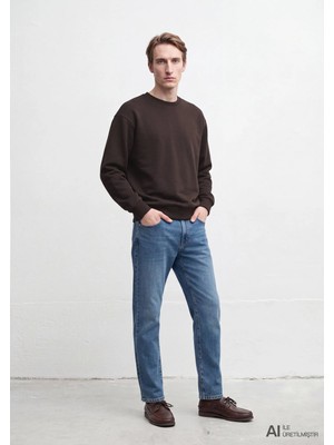 Mavi Bisiklet Yaka Kahverengi Basic Sweatshirt 0S10276-70219