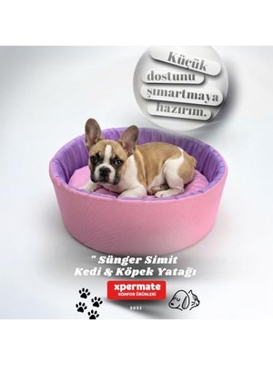 Mythriva Xpermate Kedi ve Köpek Yatağı Küçük Irk Köpek Yuvası Sünger Simit (Pembe Lila, 45 Cm)