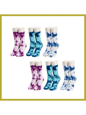 Bezos Unisex Batik Desenli Çorap 6'lı Set Pamuklu Renkli Uzun Soket Dikişsiz Nefes Alan Spor Çorabı Günlük Bcks
