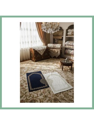 Bşk Virgo Lacivert Kalpli Eşli Çift / Gelin Damat Bohçası Çeyizlik Seccade Eko 2li Lacivert BSK2026