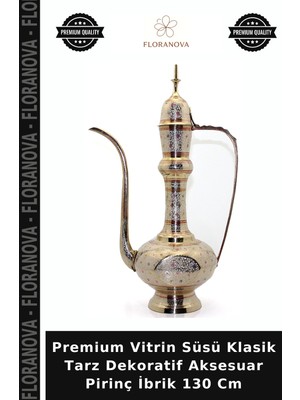 Floranova Premium Vitrin Süsü Klasik Tarz Dekoratif Aksesuar Pirinç Ibrik 130 cm