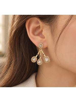Mel and Co Zirkon Taşlı Gold Küpe