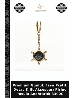 Floranova Premium Günlük Eşya Pratik Detay Kilit Aksesuarı Pirinç Pusula Anahtarlık 3300C