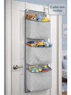 Evsella 3 Katlı Kapı Arkası Bebek Çocuk ve Banyo Düzenleyici 36 x 96 cm
