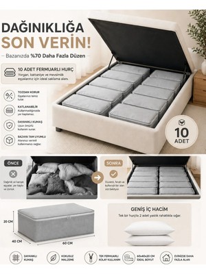 Evsella 10’lu Antrasit Baza Altı Çekyat Hurç Organizer 60×40×22 cm