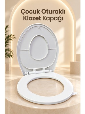 Çocuk Oturağı Entegre Beyaz Aile Klozet Kapağı - Lisinya