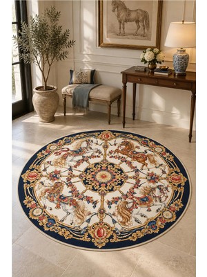 Rugs Modern Halı Dora Geleneksel Madalyon Çiçek Desenli Ince Dokuma Taban Dekoratif Halı OZL647