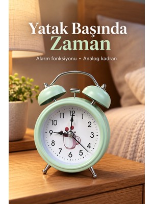 Aksiyon Global Desenli Kadranlı Analog Masa Saati Alarm Özellikli - Lisinya