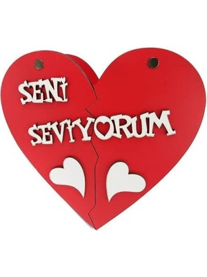 Xml Bayiciniz Tr Benim Marifetlerim - Seni Seviyorum Yazılı Kapaklı Ahşap Kalp Kutu