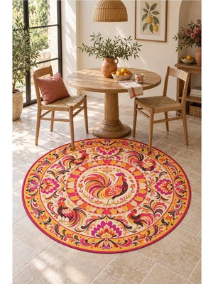 Rugs Modern Halı Dora Geleneksel Madalyon Çiçek Desenli Çok Renkli Ince Dokuma Taban Dekoratif Halı OZL649