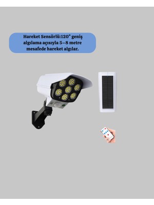 Uzaktan Kumandalı Güneş Enerjili LED Güvenlik Lambası Kamera Tipi Hareket Sensörlü Yeni Nesil