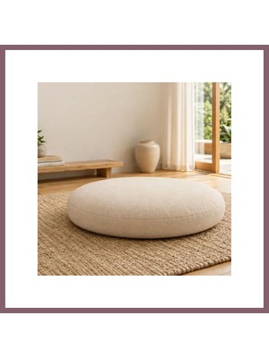 Bezos Düz Yuvarlak Yer Minderi · 60 × 60 × 8 cm | Krem | Dış Mekân Bzss