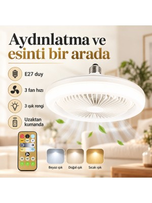 Lisinya E27 Duylu Kumandalı Vantilatörlü LED Tavan Lambası