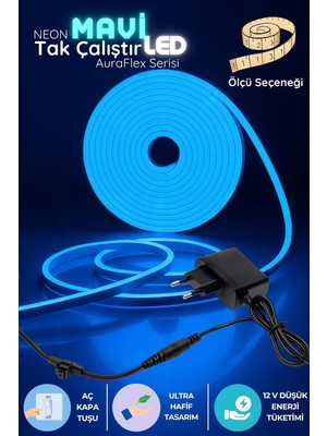 Onerous 1 M Mavi Neon LED Şerit, Anahtarlı, Fişli