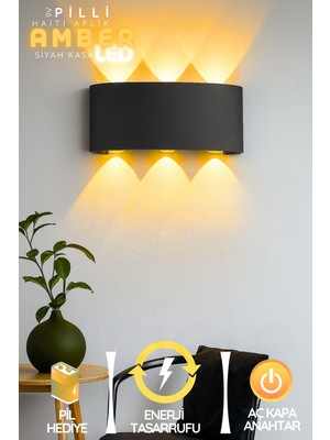 Onerous Amber LED Aplik, Pilli, Siyah Renk