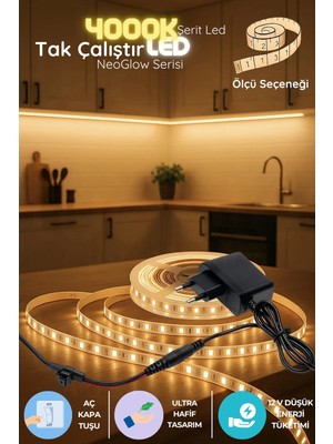 Onerous 5 M 12V Beyaz LED Şerit, Fişli