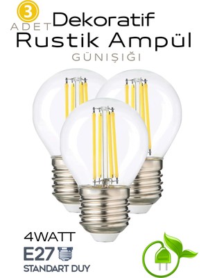 Onerous 4W E27 Günışığı Rustik LED Ampul