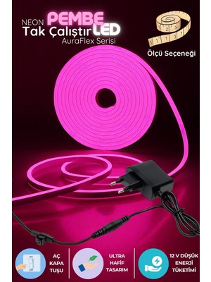 Onerous 4 M Pembe Neon LED Şerit, Anahtarlı, Fişli