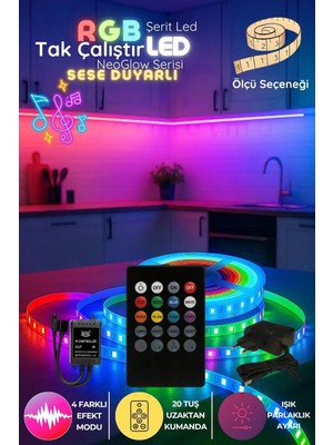 Onerous 5 M Rgb LED Şerit, Müzik Kontrollü, 20 Tuş Kumandalı