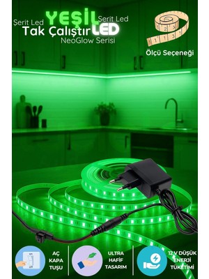 Onerous 3 M 12V Yeşil LED Şerit, Fişli