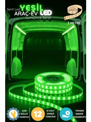 Onerous 3 M 12V Yeşil LED Şerit, Yapışkanlı