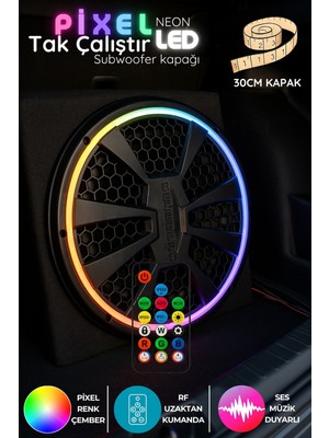 Onerous 30 cm Rgb LED Hoparlör Kapağı, Müzik Kontrollü, Uzaktan Kumandalı