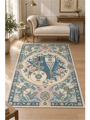Rugs Modern Halı Dora Vintage Geleneksel Madalyon Desenli Ince Dokuma Taban Dekoratif Halı OZL654