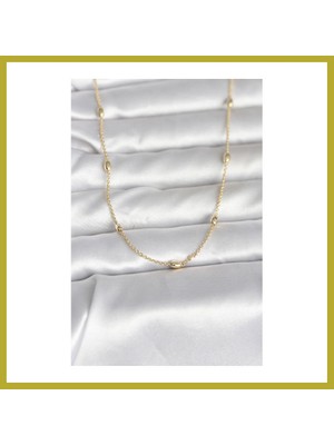 Bezos cm 14K Gold Renk Damla Topçuk Model Zincirli 60 cm Kadın Kolye Bcks
