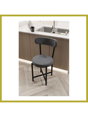 Bezos Sandalye 1 Adet Keten Kumaş Metal Ayak Modern Mutfak Sandalyesi Cafe Balkon Ofis Teddy 9816 Gri Bcks