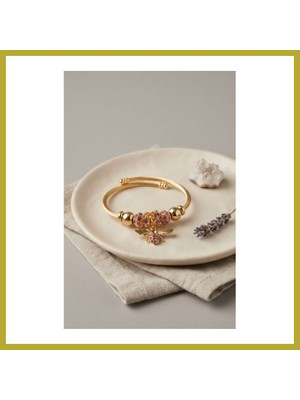 Bezos Pembe Arı Model Gold Renk Charm Bileklik Bcks