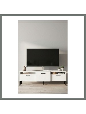 Bezos Mistral Tv Sehpası Metalik Beyaz 160X40 cm Mmbz