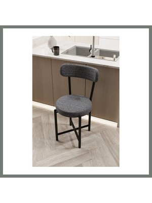 Bezos Sandalye 1 Adet Keten Kumaş Metal Ayak Modern Mutfak Sandalyesi Cafe Balkon Ofis Teddy 9816 Gri Mmbz