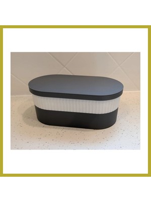 Bezos 3D Baskı Iki Rulo Tuvalet Kağıdı Saklama Kutusu Kapaklı Çizgili Banyo Organizeri Minimalist - Siyah Kapak Bcks