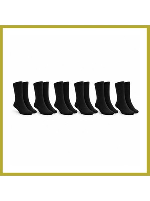 Bezos Unisex Siyah Soket Çorap 6'lı Set Düz Basic Ribanalı Günlük Spor Esnek Rahat Uzun Çorap Konforlu Set Bcks