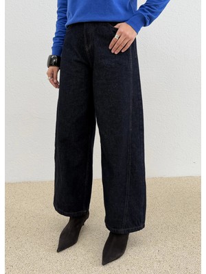 Moda Aksa 545 Yüksek Bel Vintage Chino Jeans Koyu