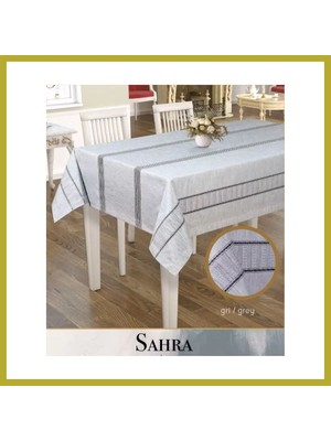 Bezos Sahra Model Gri 160X260 cm Polyester Ajurlu Keten Masa Örtüsü Dantelli Tablecloth Bcks