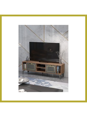 Bezos Linya Gold Tv Sehpası Kahverengi Bcks