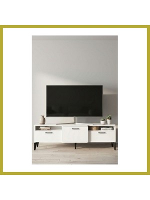 Bezos Mistral Tv Sehpası Metalik Beyaz 160X40 cm Bcks