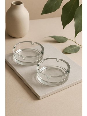 Happy Trend 2 Adet Bistro Keyf Cam Küllük - Kül Tablası - Yuvarlak Kül Tabağı 10,5 cm